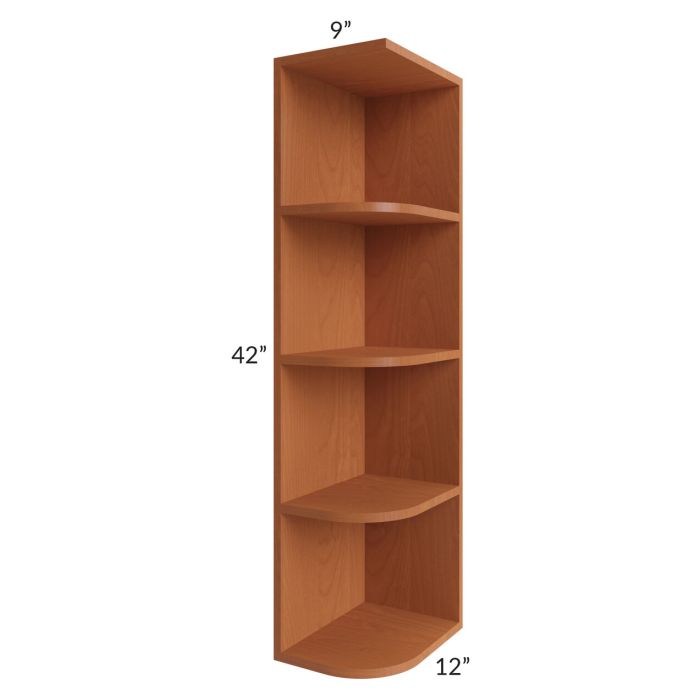 RTA Lexington Cinnamon Glaze 9" x 42" Wall End Shelf Cabinet