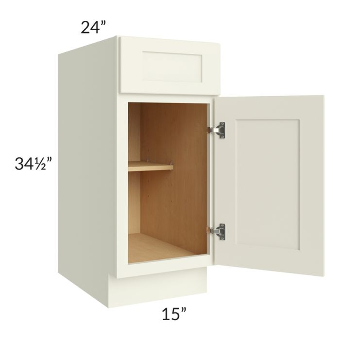 RTA Linen Shaker 15" Base Cabinet with 1 Decorative End Panel