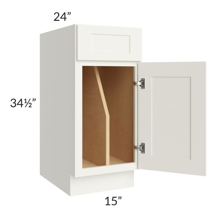 RTA Linen Shaker 15" Tray Divider Base Cabinet with 1 Decorative End Panel