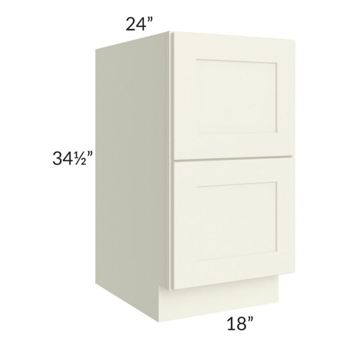 RTA Linen Shaker 18" 2-Drawer Base Cabinet with 1 Decorative End Panel