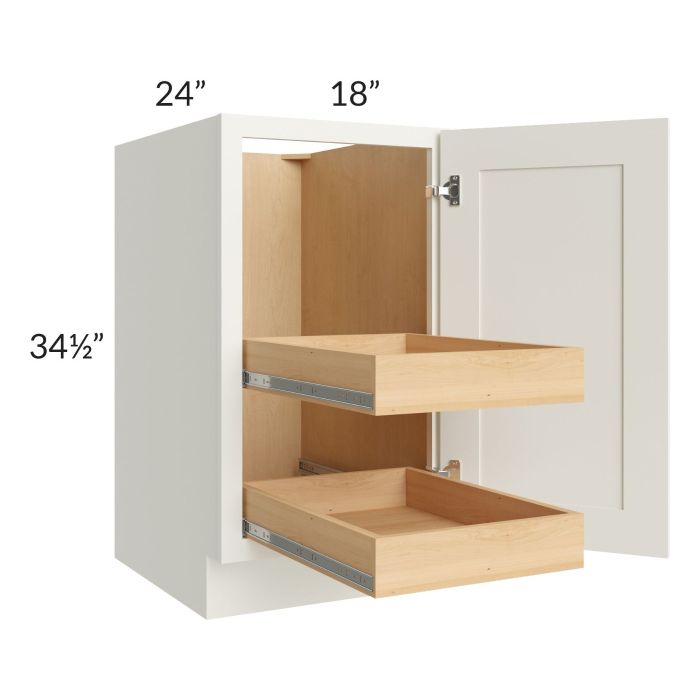 RTA Linen Shaker 18" Full Height Door Base Cabinet with 2 Rollout Trays