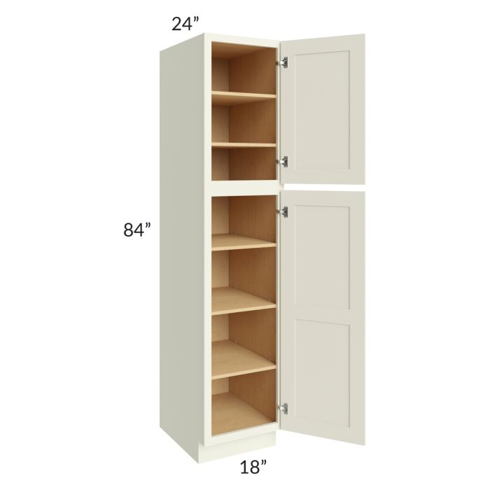 RTA Linen Shaker 18" x 84" x 24" Wall Pantry Cabinet with 1 Decorative End Panel and 4 Roll Out Trays