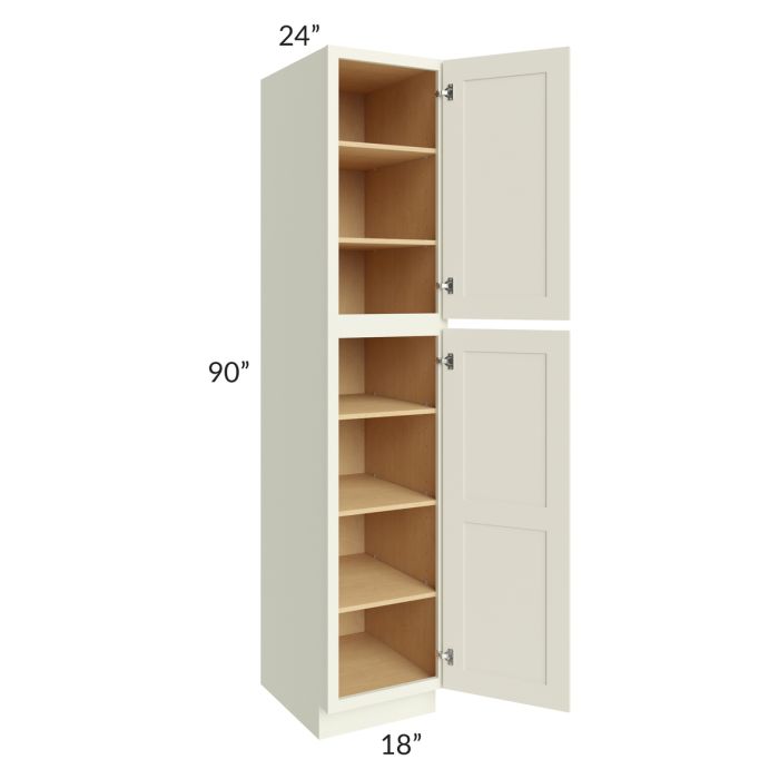 RTA Linen Shaker 18" x 90" x 24" Wall Pantry Cabinet with 1 Decorative End Panel and 1 Roll Out Tray