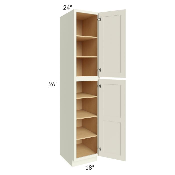 RTA Linen Shaker 18" x 96" x 24" Wall Pantry Cabinet with 1 Decorative End Panel and 3 Roll Out Trays