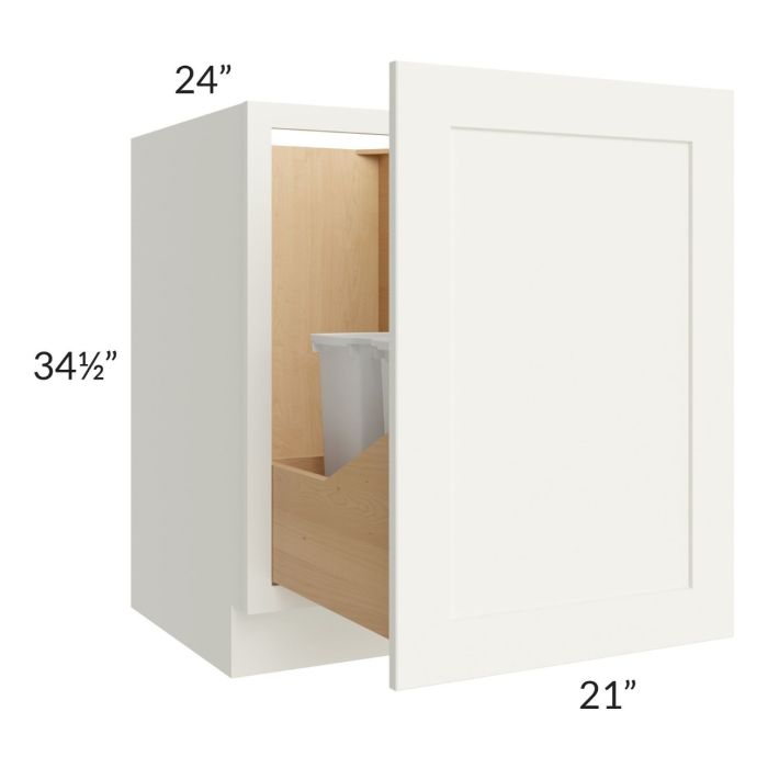 RTA Linen Shaker 21" Full Height Door Base Cabinet with Double Trashcan Pullout