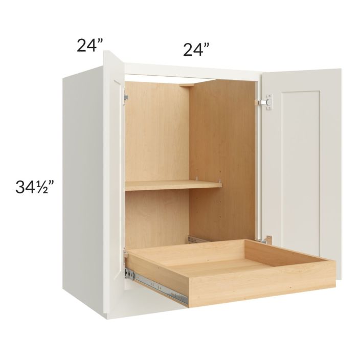 RTA Linen Shaker 24" Full Height Base Cabinet with 1 Rollout Tray and 2 Decorative End Panels