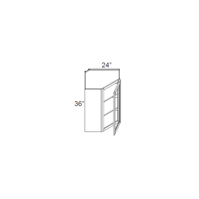 RTA Linen Shaker 24" x 36" Wall Diagonal Corner Cabinet (Prepped for Glass Doors)