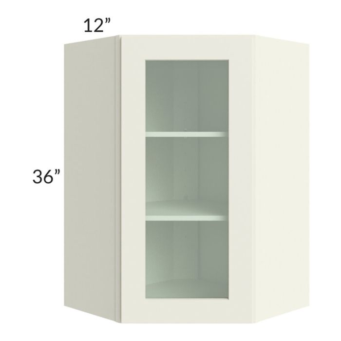 RTA Linen Shaker 24" x 36" Wall Diagonal Corner Cabinet (Prepped for Glass Doors) with 2 Decorative End Panels