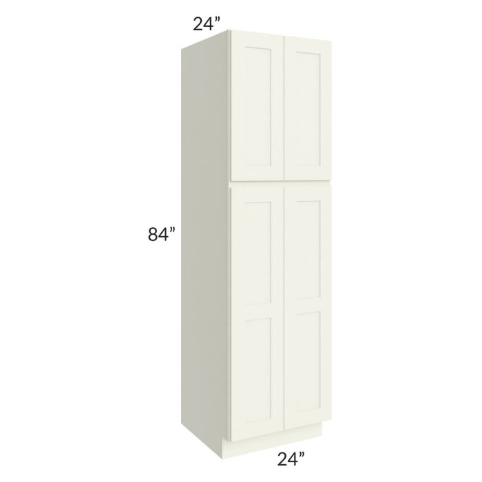 RTA Linen Shaker 24" x 84" x 24" Wall Pantry Cabinet with 1 Decorative End Panel and 3 Roll Out Trays