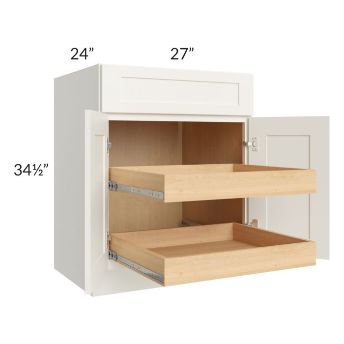 RTA Linen Shaker 27" Base Cabinet with 2 Rollout Trays
