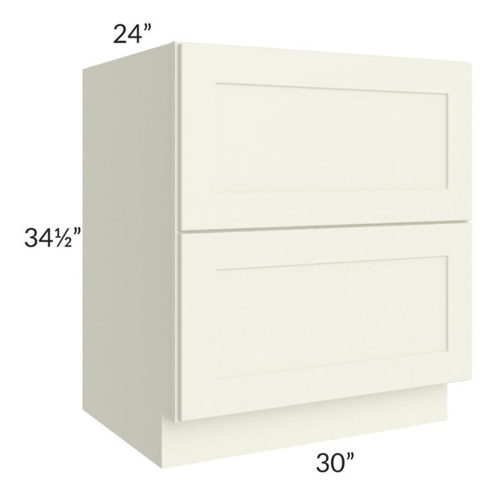 RTA Linen Shaker 30" 2-Drawer Base Cabinet with 1 Decorative End Panel