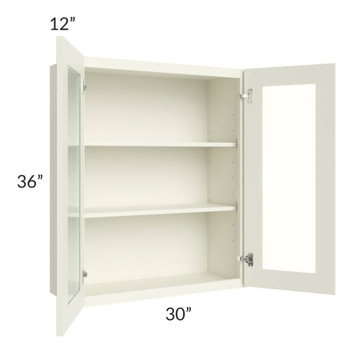 RTA Linen Shaker 30" x 36" Wall Glass Door Cabinet (Prepped for Glass Doors) with 1 Decorative End Panel