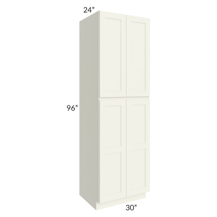 RTA Linen Shaker 30" x 96" x 24" Wall Pantry Cabinet with 2 Decorative End Panels and 3 Roll Out Trays