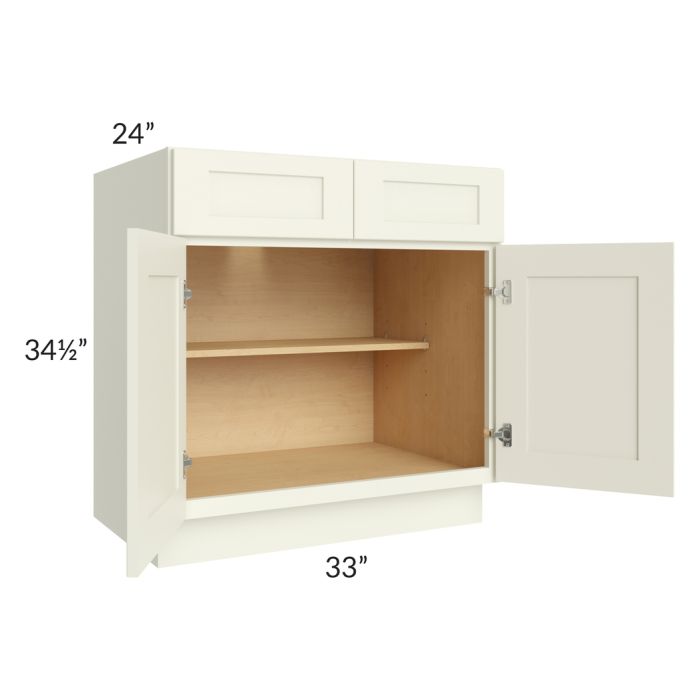 RTA Linen Shaker 33" Base Cabinet with 2 Decorative End Panels and 2 Roll Out Trays