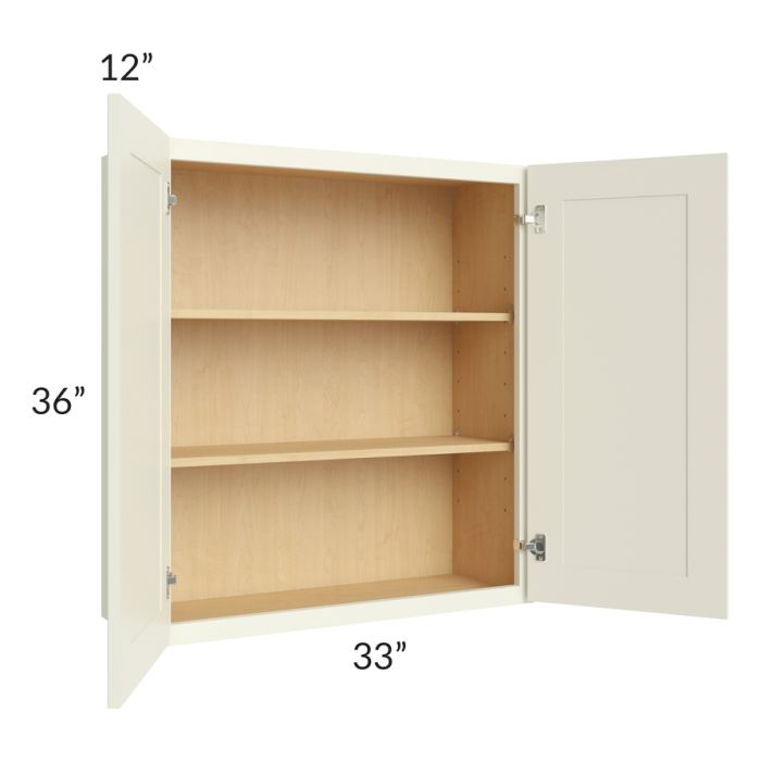 RTA Linen Shaker 33" x 36" Wall Cabinet with 2 Decorative End Panels