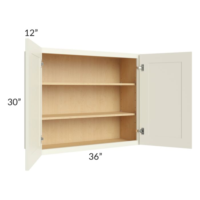 RTA Linen Shaker 36" x 30" Wall Cabinet with 1 Decorative End Panel
