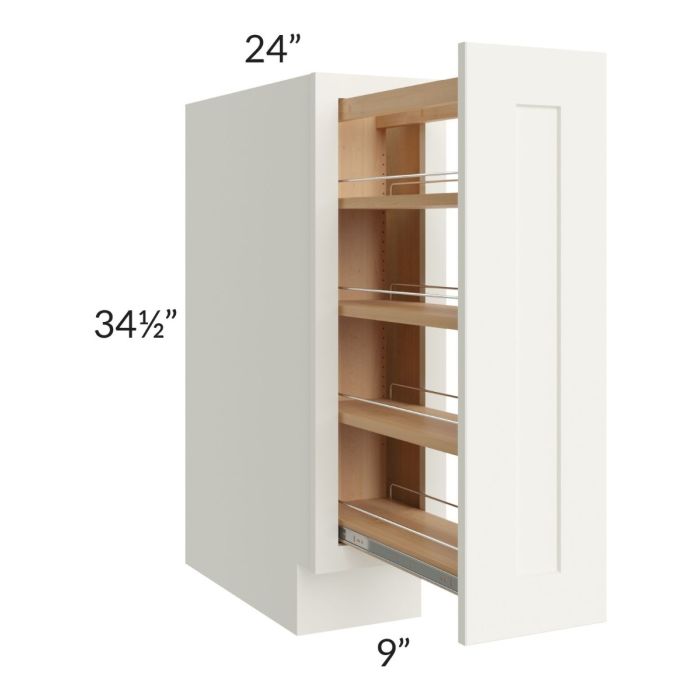 RTA Linen Shaker 9" Full Height Door Base Cabinet with Shelf Pullout
