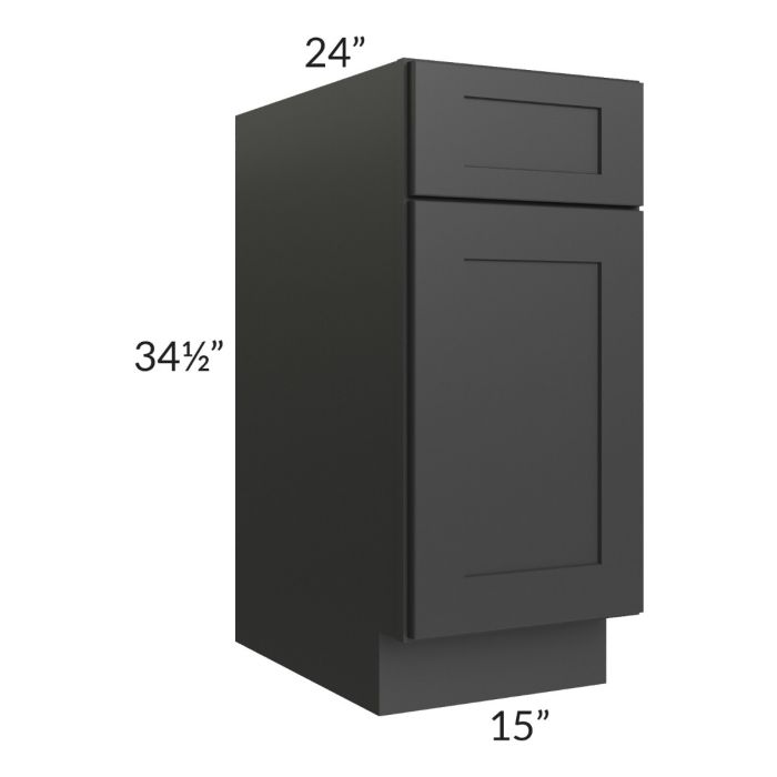 RTA Madison Black Shaker 15" Base Cabinet with 1 Decorative End Panel