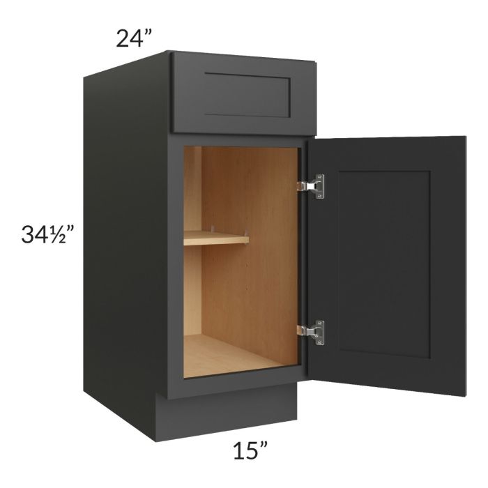 RTA Madison Black Shaker 15" Base Cabinet with 1 Decorative End Panel