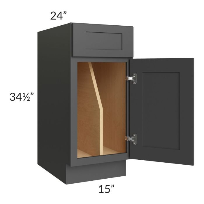 RTA Madison Black Shaker 15" Tray Divider Base Cabinet with 1 Decorative End Panel