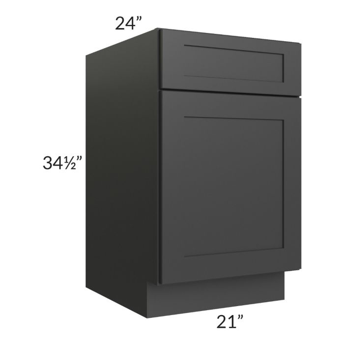 RTA Madison Black Shaker 21" Base Cabinet with 1 Decorative End Panel