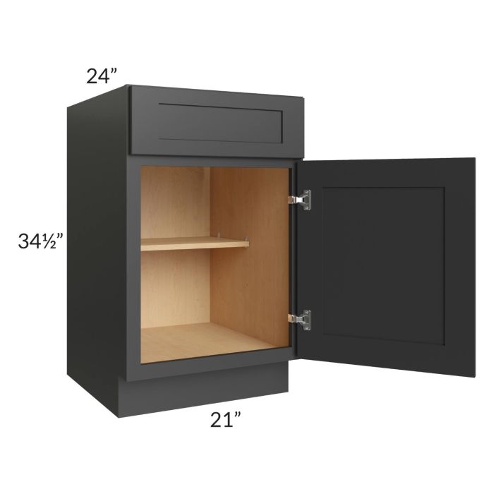 RTA Madison Black Shaker 21" Base Cabinet with 1 Decorative End Panel