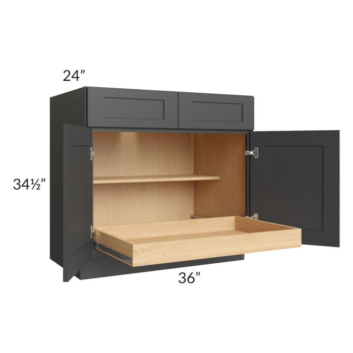 RTA Madison Black Shaker 36" Base Cabinet with 1 Rollout Tray
