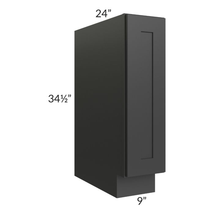RTA Madison Black Shaker 9" Base Tray Cabinet with 1 Decorative End Panel