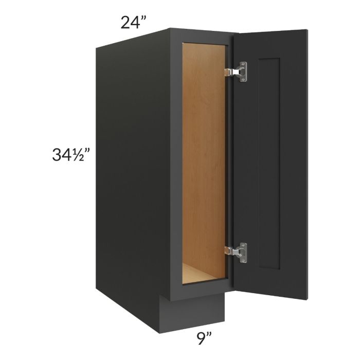 RTA Madison Black Shaker 9" Base Tray Cabinet with 1 Decorative End Panel