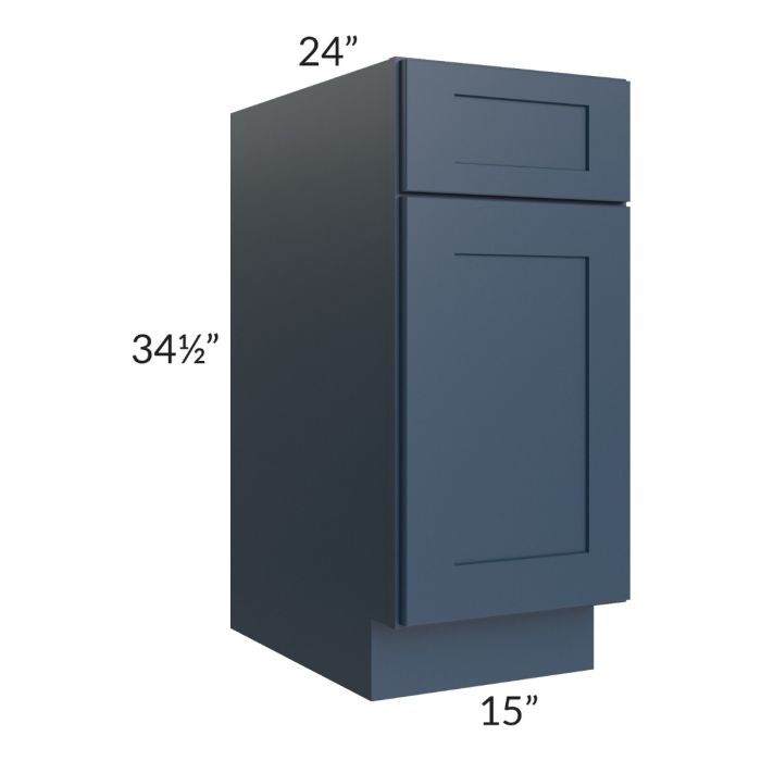 RTA Madison Navy Shaker 15" Base Cabinet with 1 Decorative End Panel