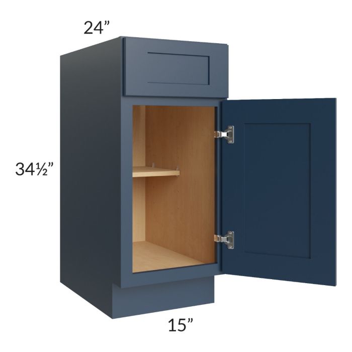 RTA Madison Navy Shaker 15" Base Cabinet with 1 Decorative End Panel
