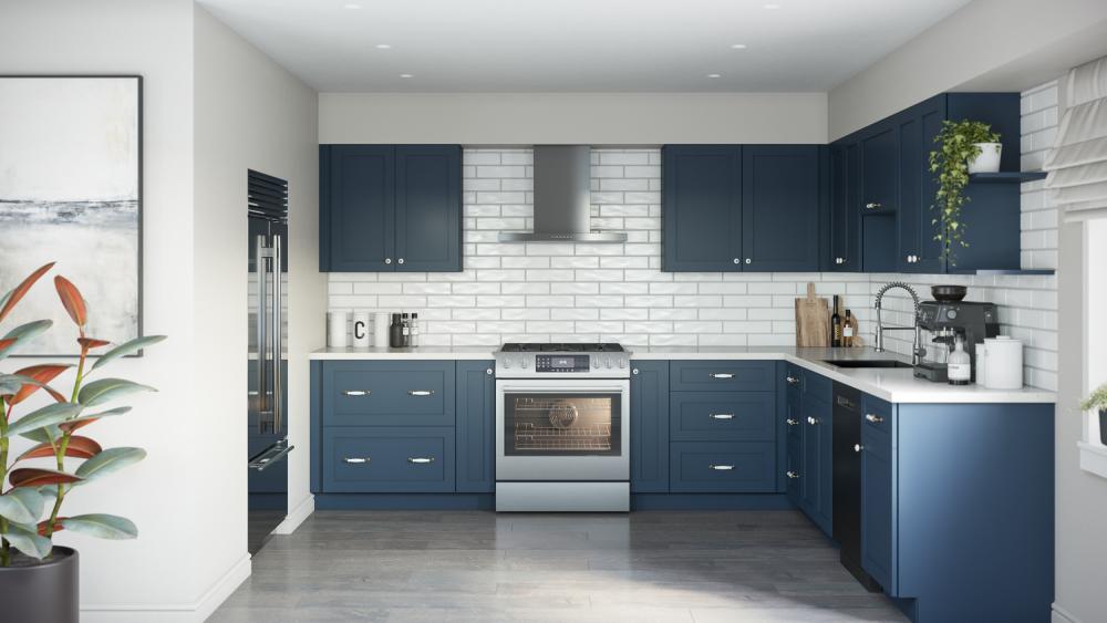 RTA Madison Navy Shaker 15" x 30" Wall Glass Door Cabinet (Prepped for Glass Doors)