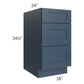 RTA Madison Navy Shaker 18" 3-Drawer Base Cabinet