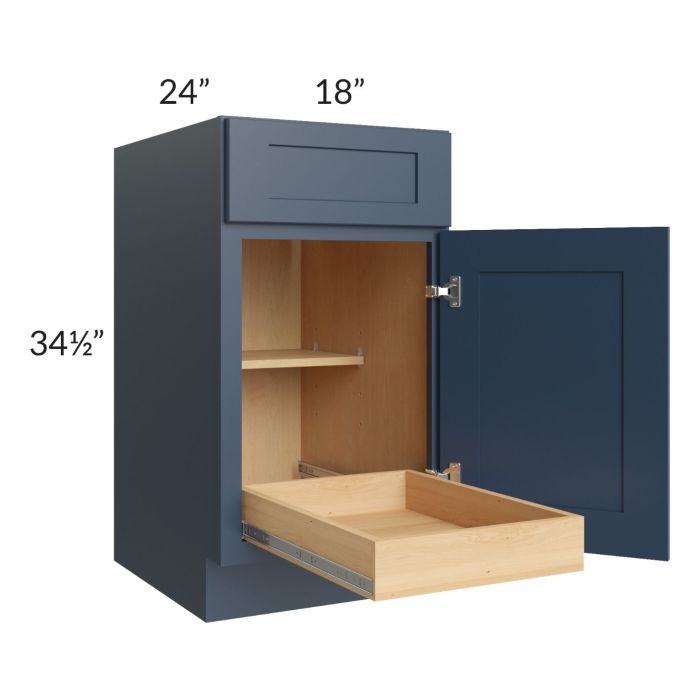 RTA Madison Navy Shaker 18" Base Cabinet with 1 Rollout Tray