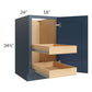 RTA Madison Navy Shaker 18" Full Height Door Base Cabinet with 2 Rollout Trays