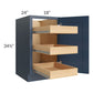 RTA Madison Navy Shaker 18" Full Height Door Base Cabinet with 3 Rollout Trays and 2 Decorative End Panels