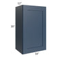 RTA Madison Navy Shaker 18" x 30" Wall Cabinet with 1 Decorative End Panel