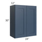 RTA Madison Navy Shaker 24" x 30" Wall Cabinet with 1 Decorative End Panel