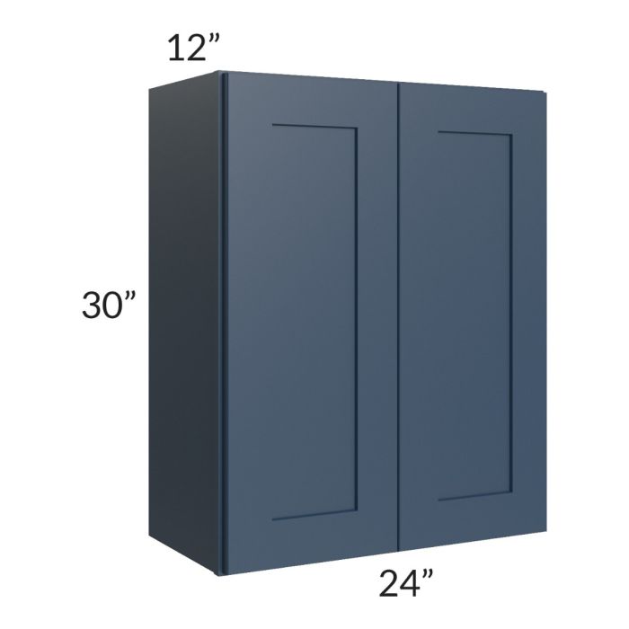 RTA Madison Navy Shaker 24" x 30" Wall Cabinet with 1 Decorative End Panel