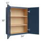 RTA Madison Navy Shaker 24" x 30" Wall Cabinet with 1 Decorative End Panel