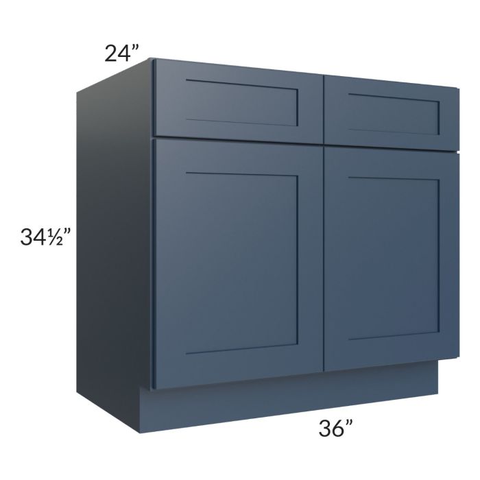 RTA Madison Navy Shaker 36" Base Cabinet with 2 Roll Out Trays