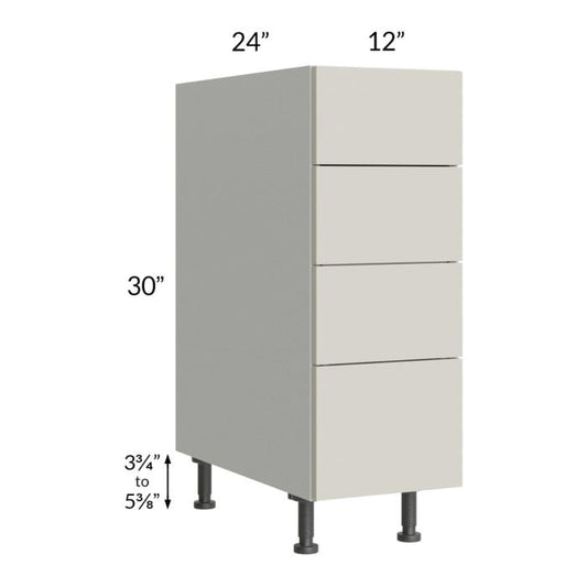 RTA Milan Beige Matte 12" 4-Drawer Base Cabinet