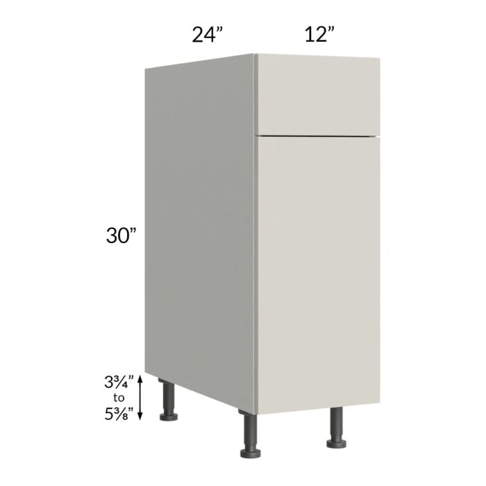 RTA Milan Beige Matte 12" Base Cabinet-Left Hinged with 1 Finished Side