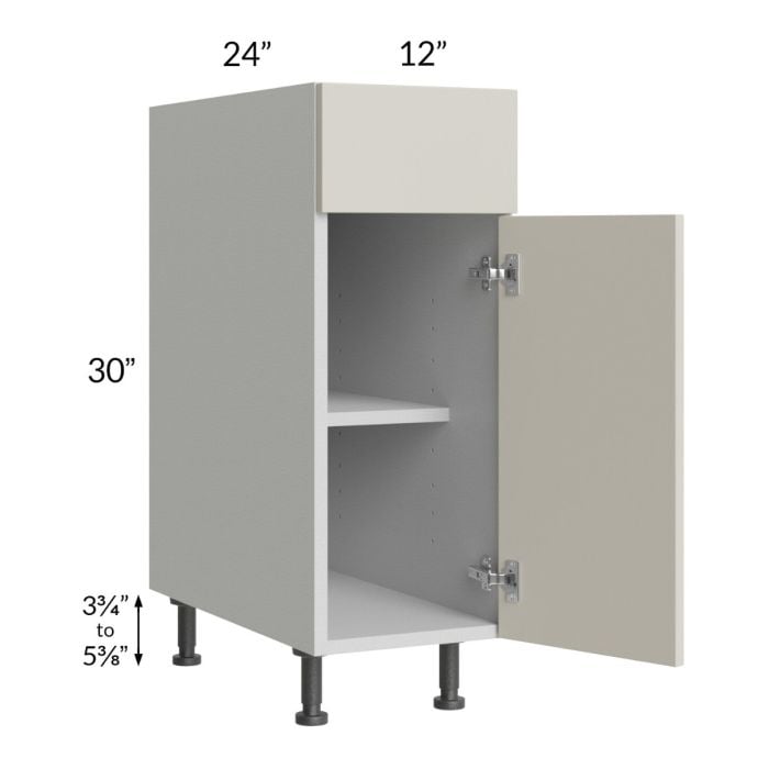 RTA Milan Beige Matte 12" Base Cabinet-Right Hinged