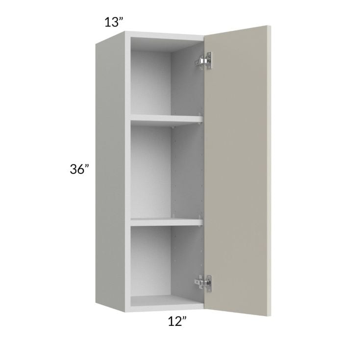 RTA Milan Beige Matte 12" x 36" Wall Cabinet-Right Hinged with 2 Finished Sides