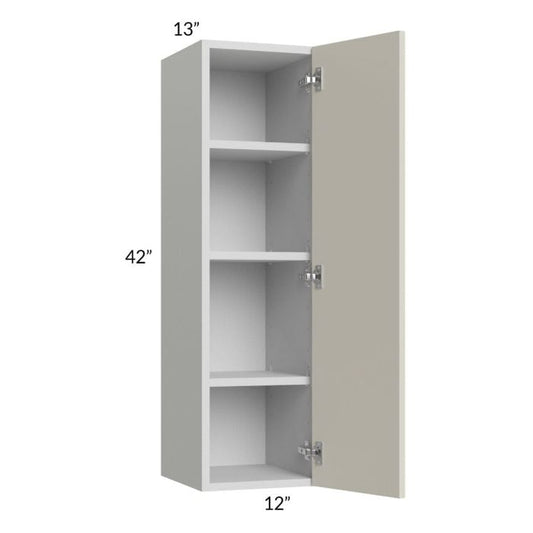 RTA Milan Beige Matte 12" x 42" Wall Cabinet-Left Hinged with 1 Finished Side