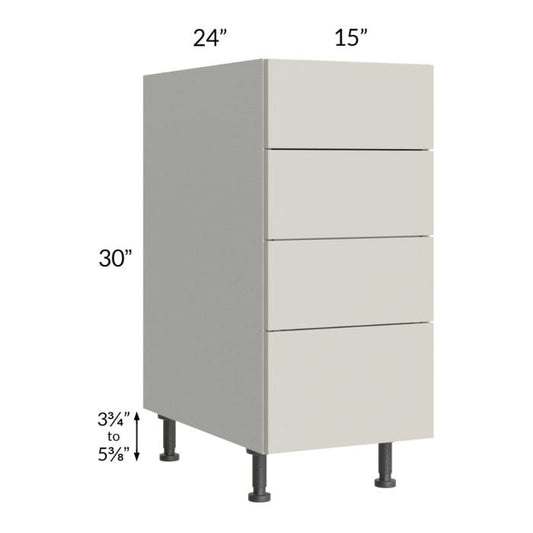 RTA Milan Beige Matte 15" 4-Drawer Base Cabinet with 1 Finished Side
