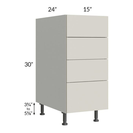RTA Milan Beige Matte 15" 4-Drawer Base Cabinet