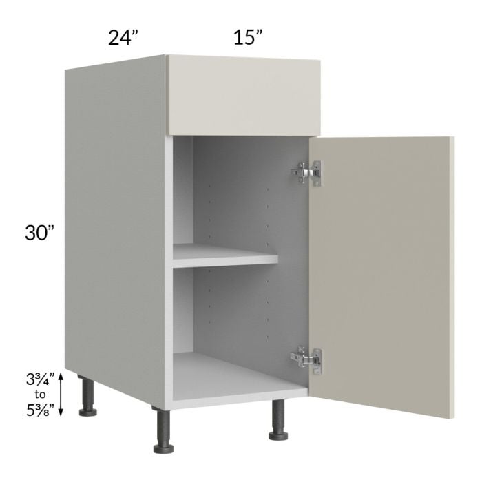 RTA Milan Beige Matte 15" Base Cabinet-Left Hinged with 2 Finished Sides