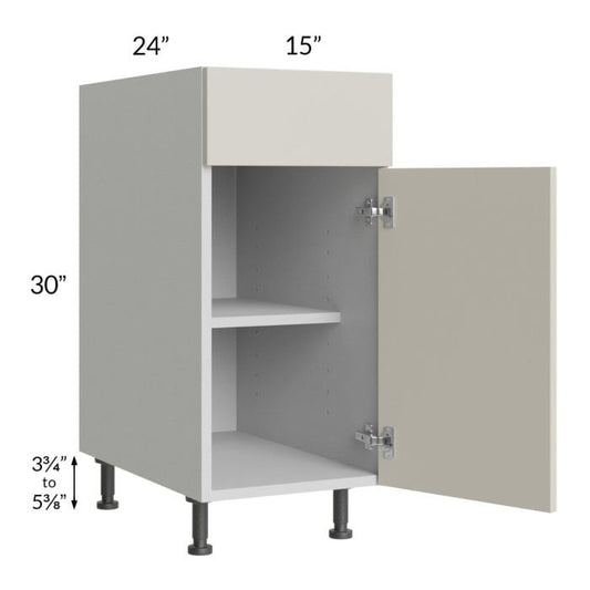 RTA Milan Beige Matte 15" Base Cabinet-Left Hinged with 2 Roll Out Trays